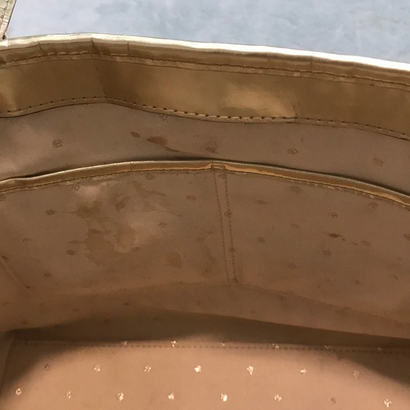 Kate Spade gold wicker pattern clutch w/ pockets - Picture 7 of 8